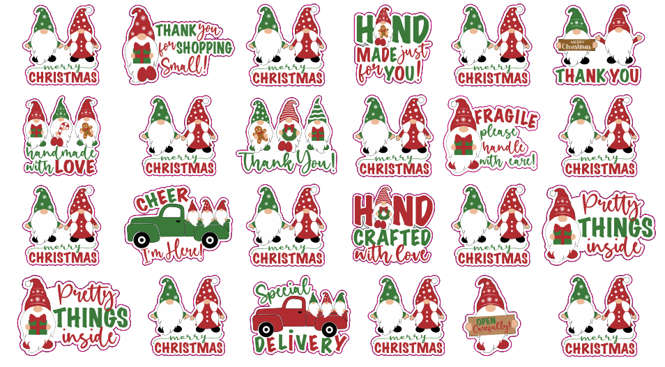 Gnomies Christmas Packaging Sticker Pack 24 PC